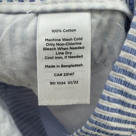 Talbots Pants Womens 14 White Blue Striped Textured Skimmer Mid Rise Capri New - Picture 15 of 15